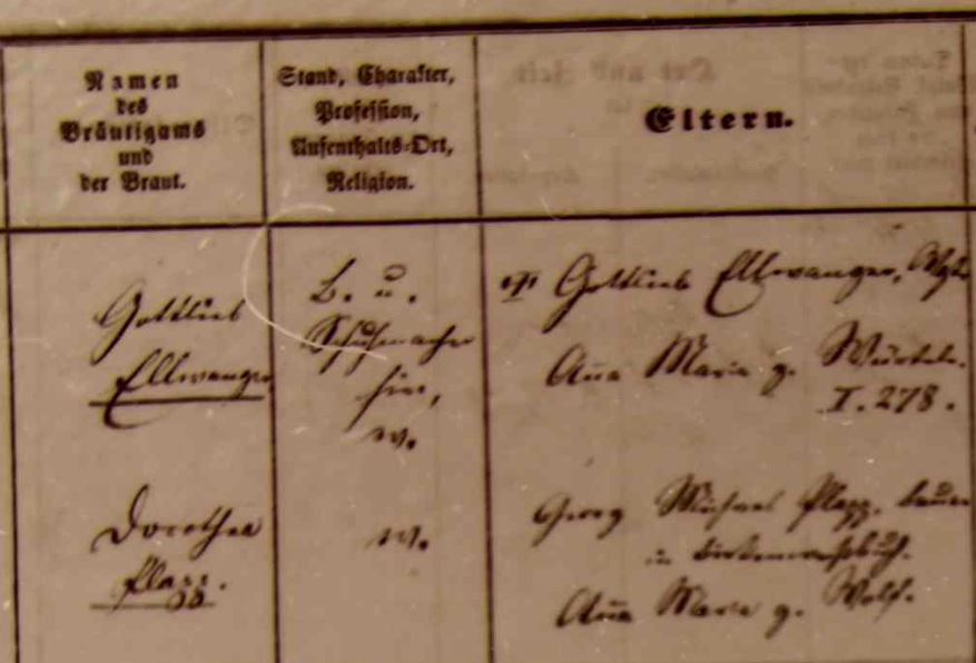 marriage record Großheppach, 1877
